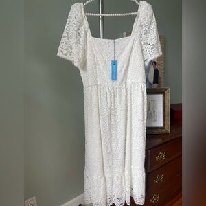 Draper James NWT short sleeve Carrie Midi dress Magnolia white L